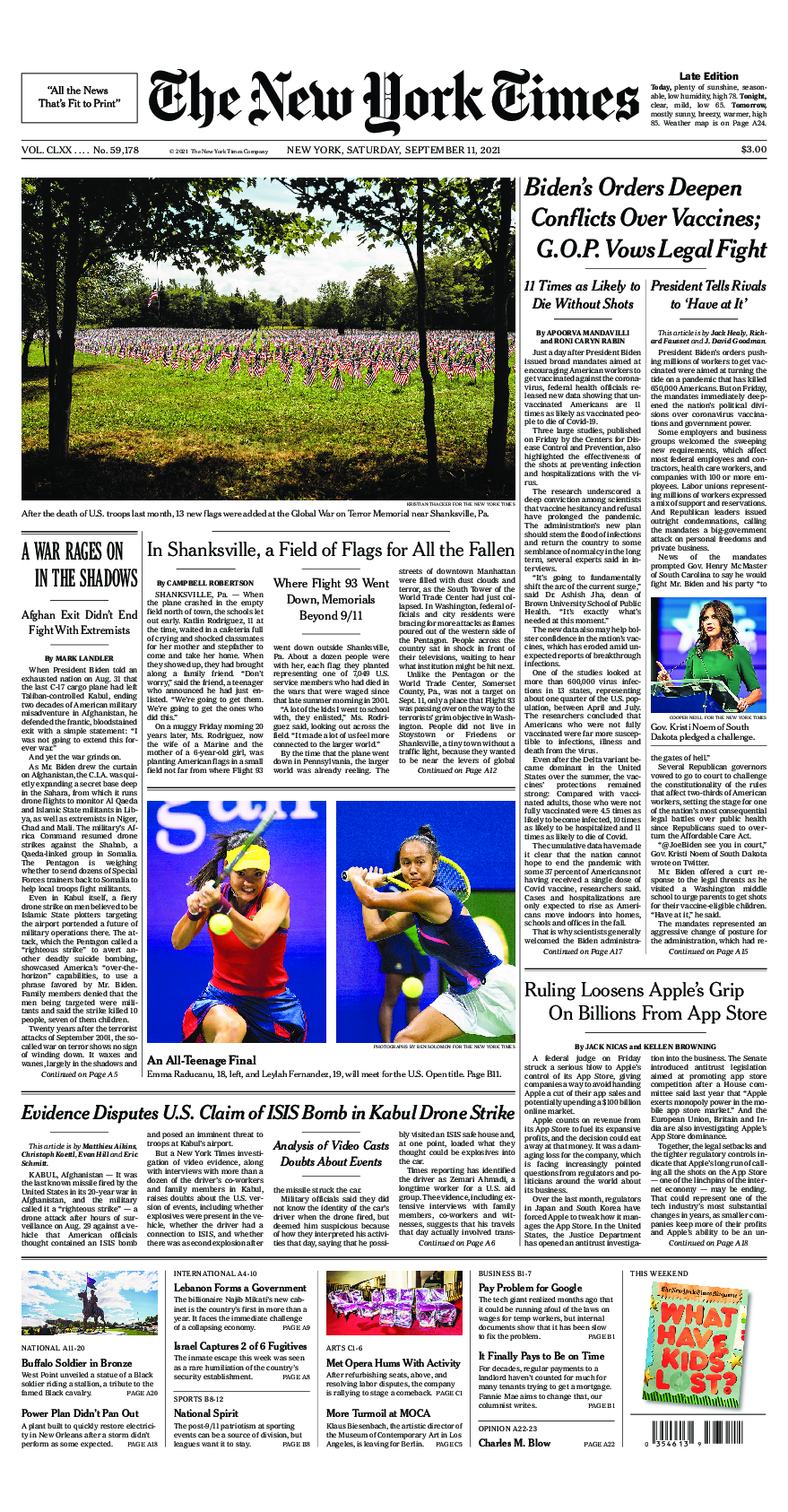 Prima-pagina-New-York-Times-del-2021-09-11