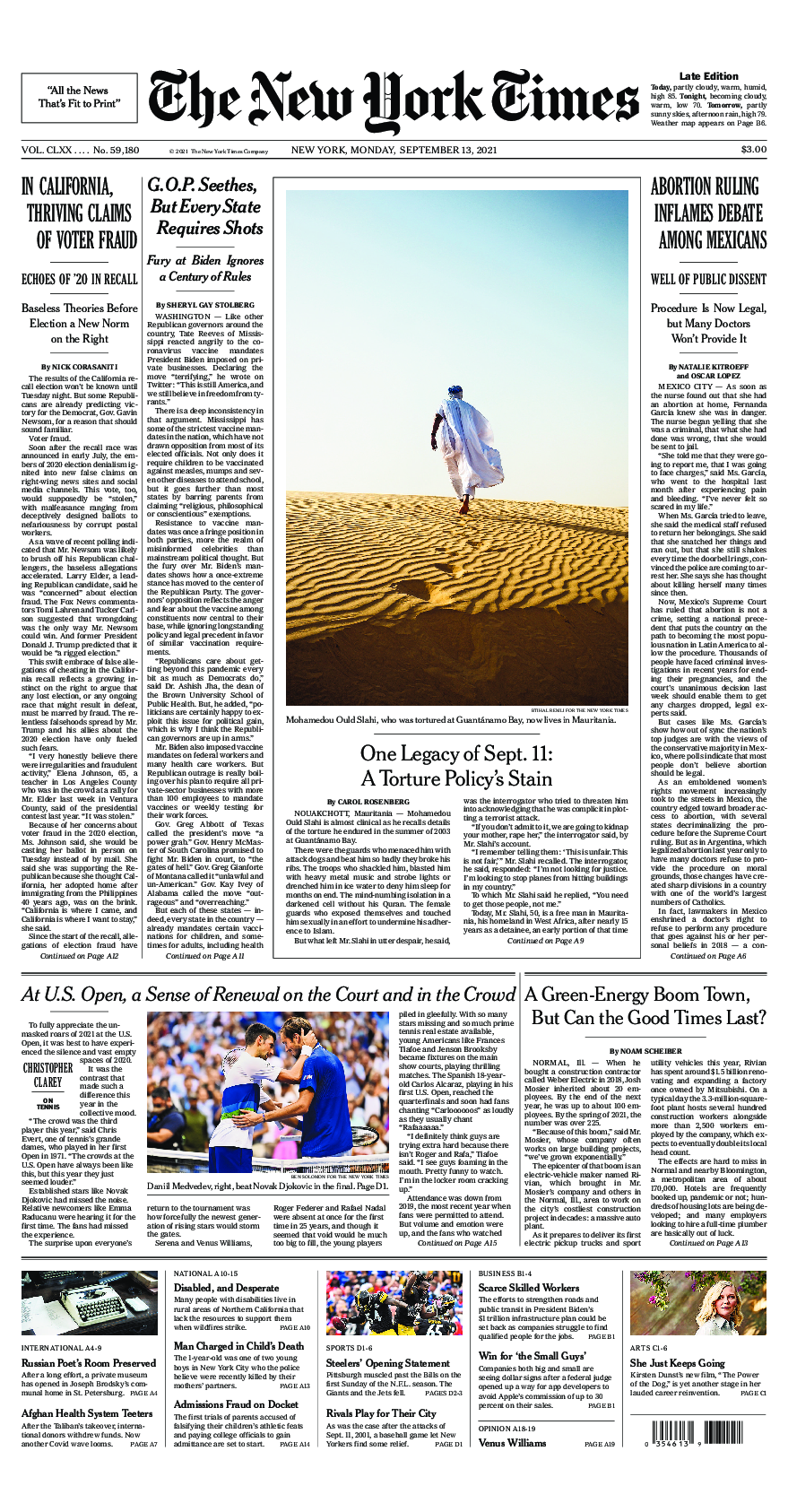 Prima-pagina-New-York-Times-del-2021-09-13