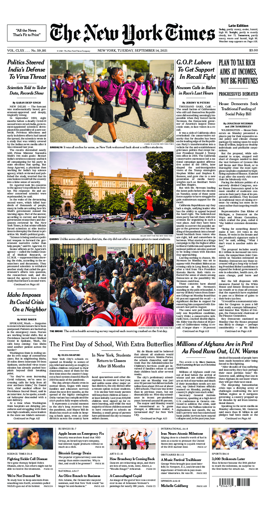 Prima-pagina-New-York-Times-del-2021-09-14