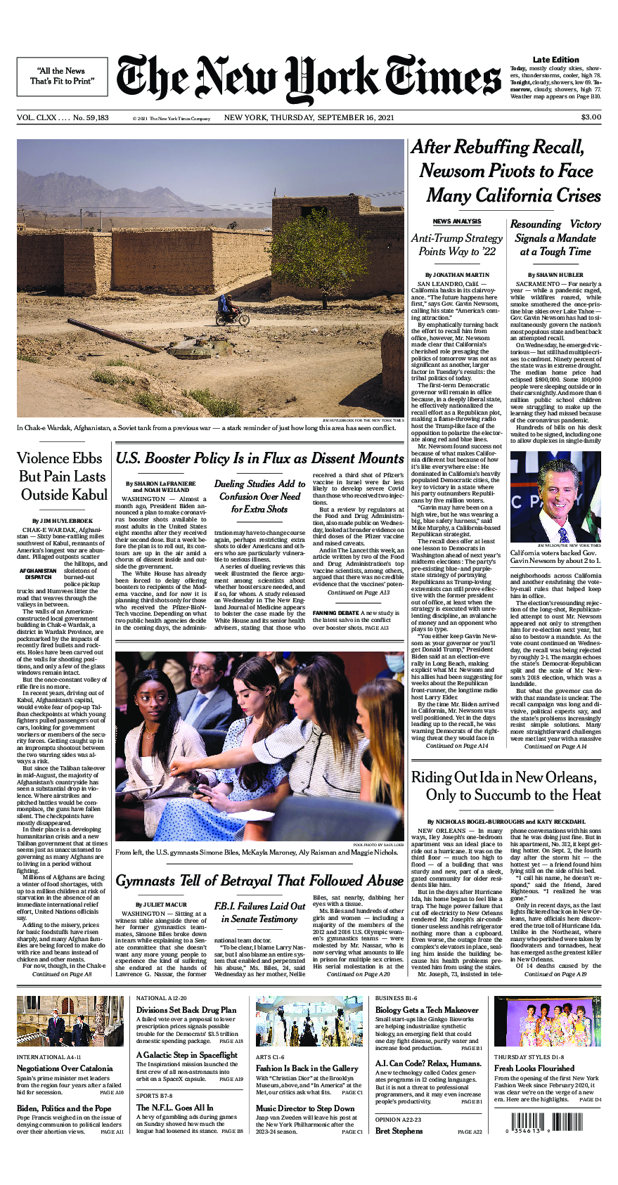 Prima-pagina-New-York-Times-del-2021-09-16