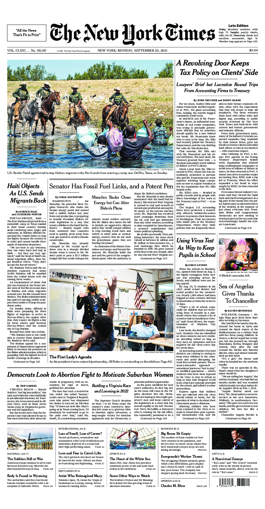 Prima-pagina-New-York-Times-del-2021-09-20