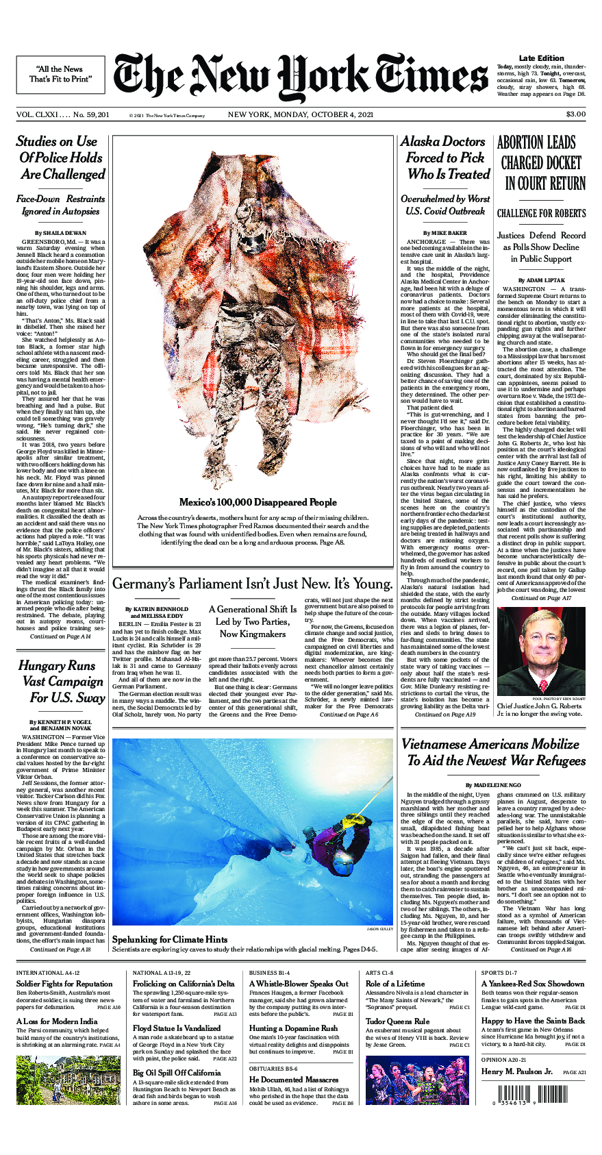 Prima-pagina-New-York-Times-del-2021-10-04