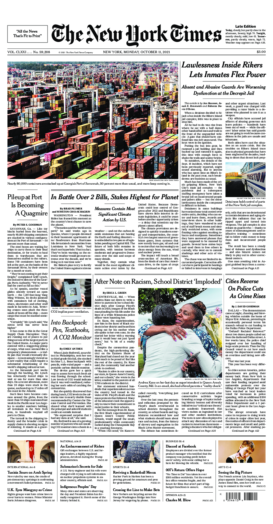 Prima-pagina-New-York-Times-del-2021-10-11