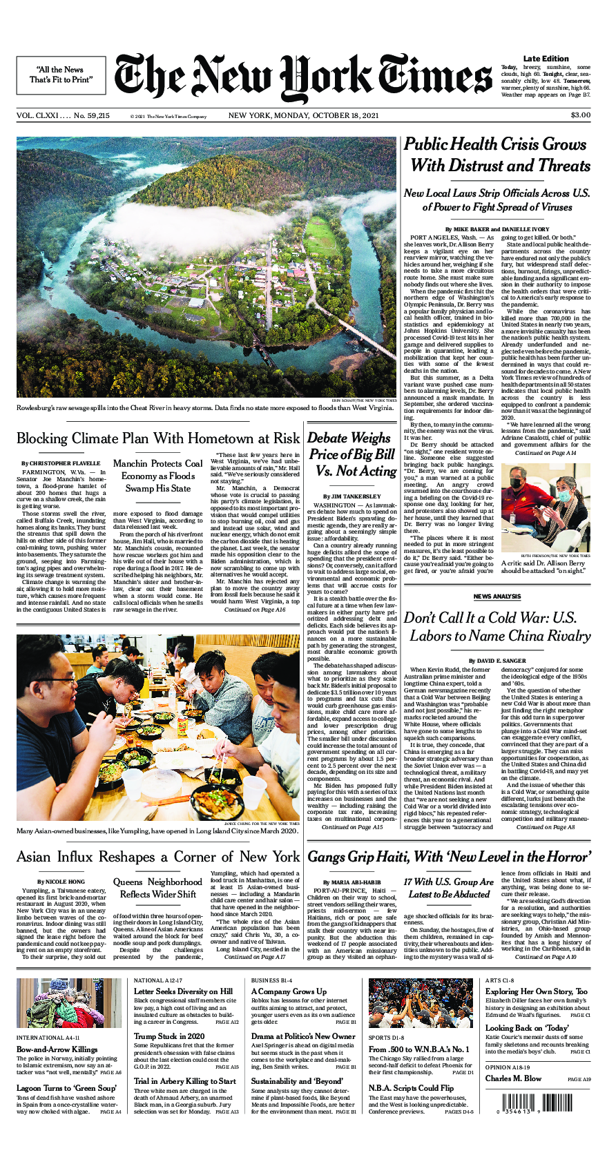 Prima-pagina-New-York-Times-del-2021-10-18