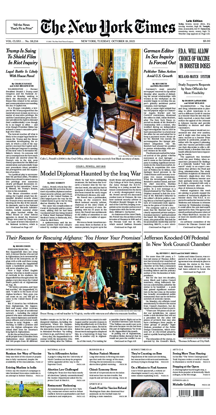 Prima-pagina-New-York-Times-del-2021-10-19