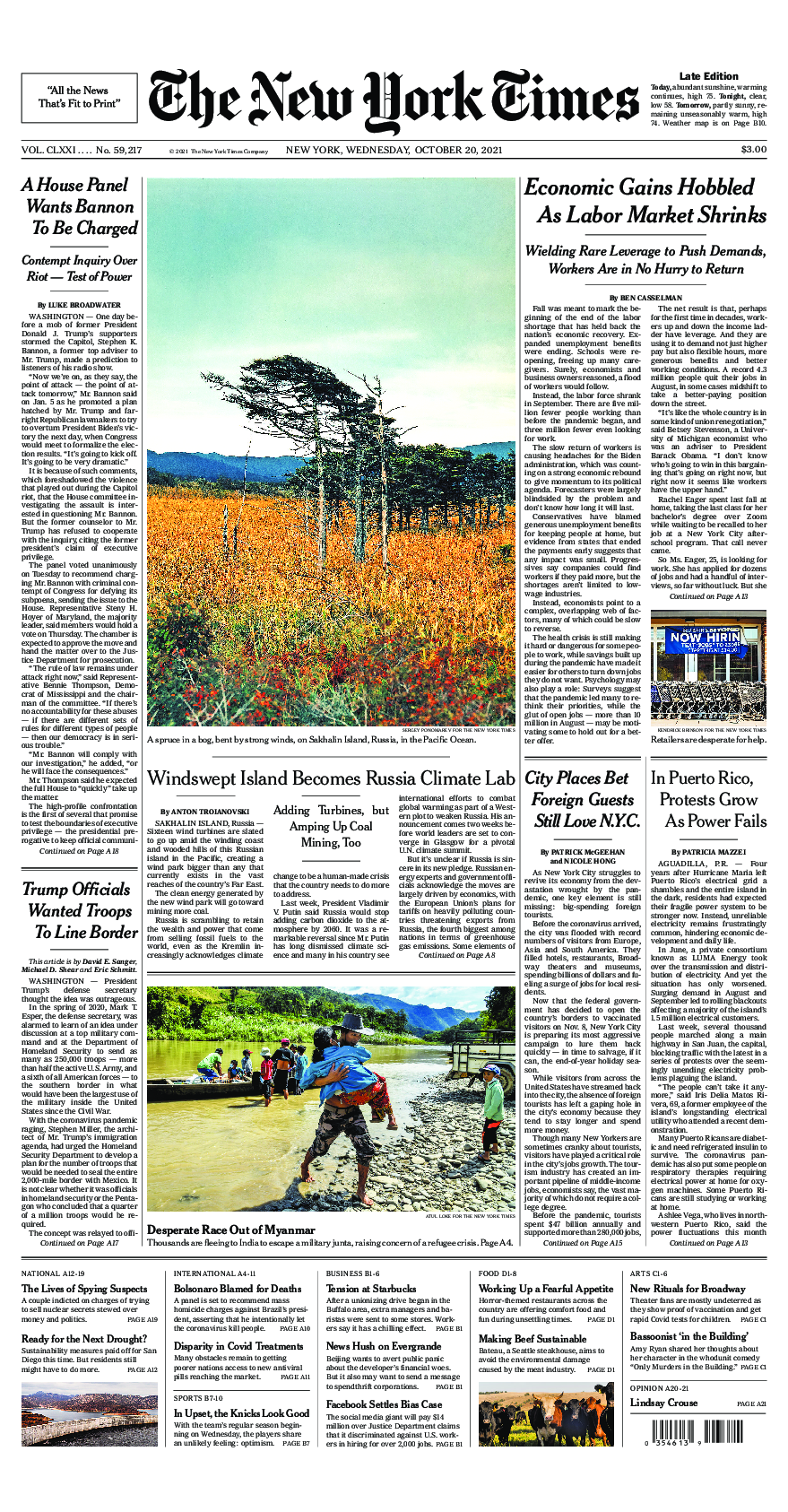 Prima-pagina-New-York-Times-del-2021-10-20