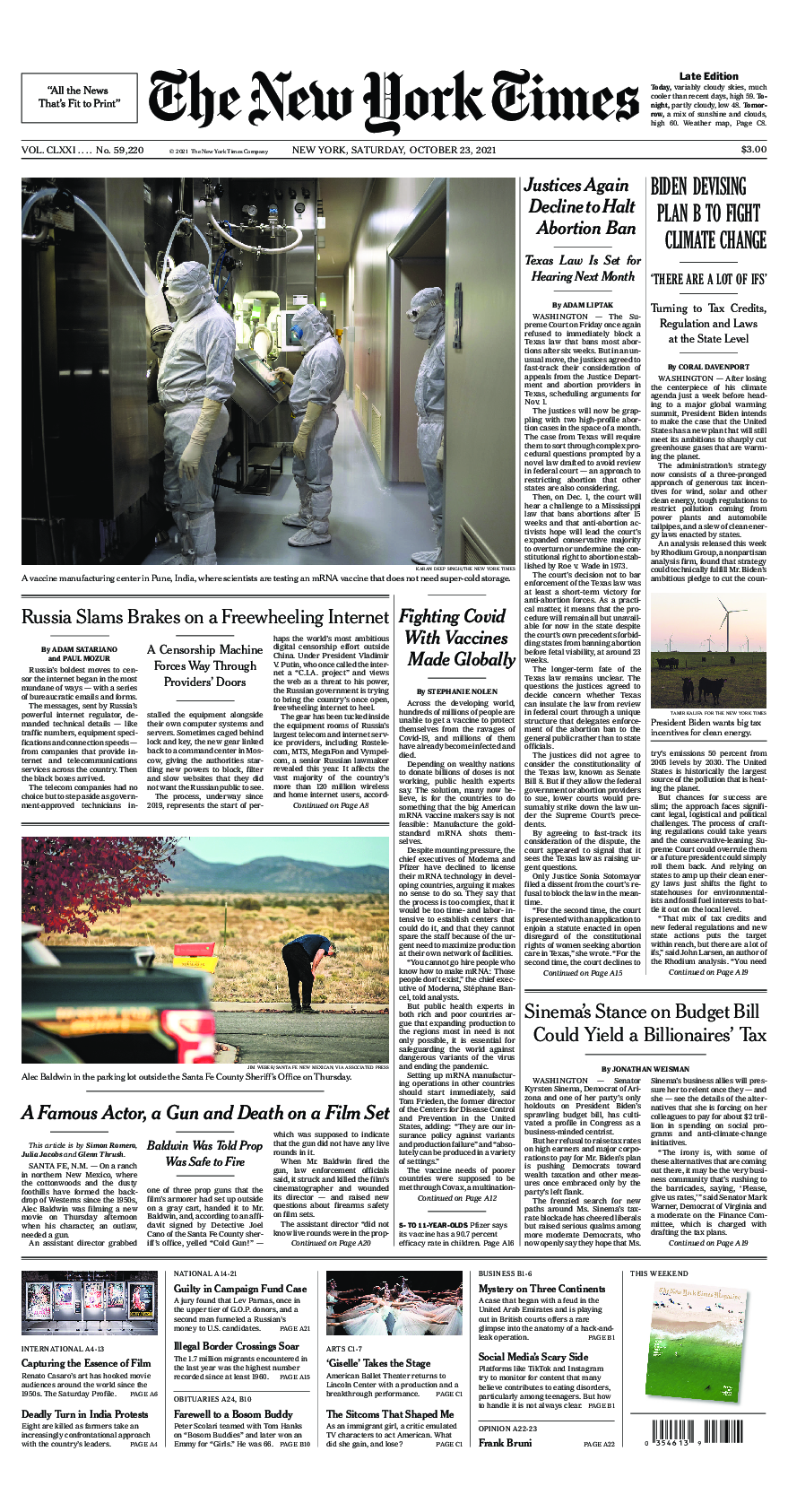 Prima-pagina-New-York-Times-del-2021-10-23