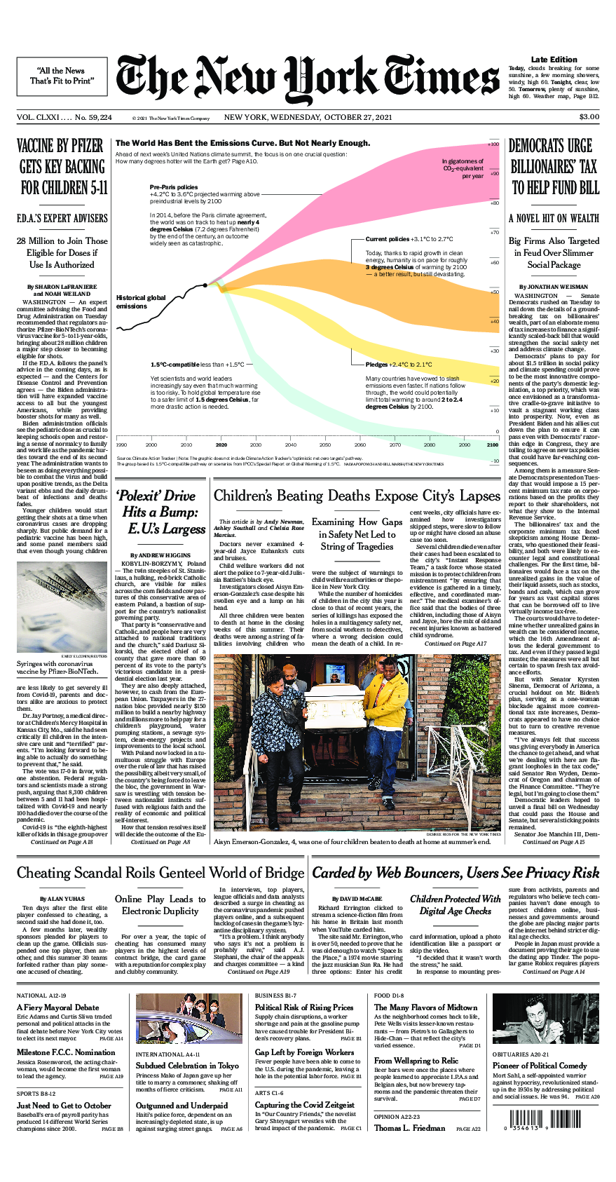 Prima-pagina-New-York-Times-del-2021-10-27