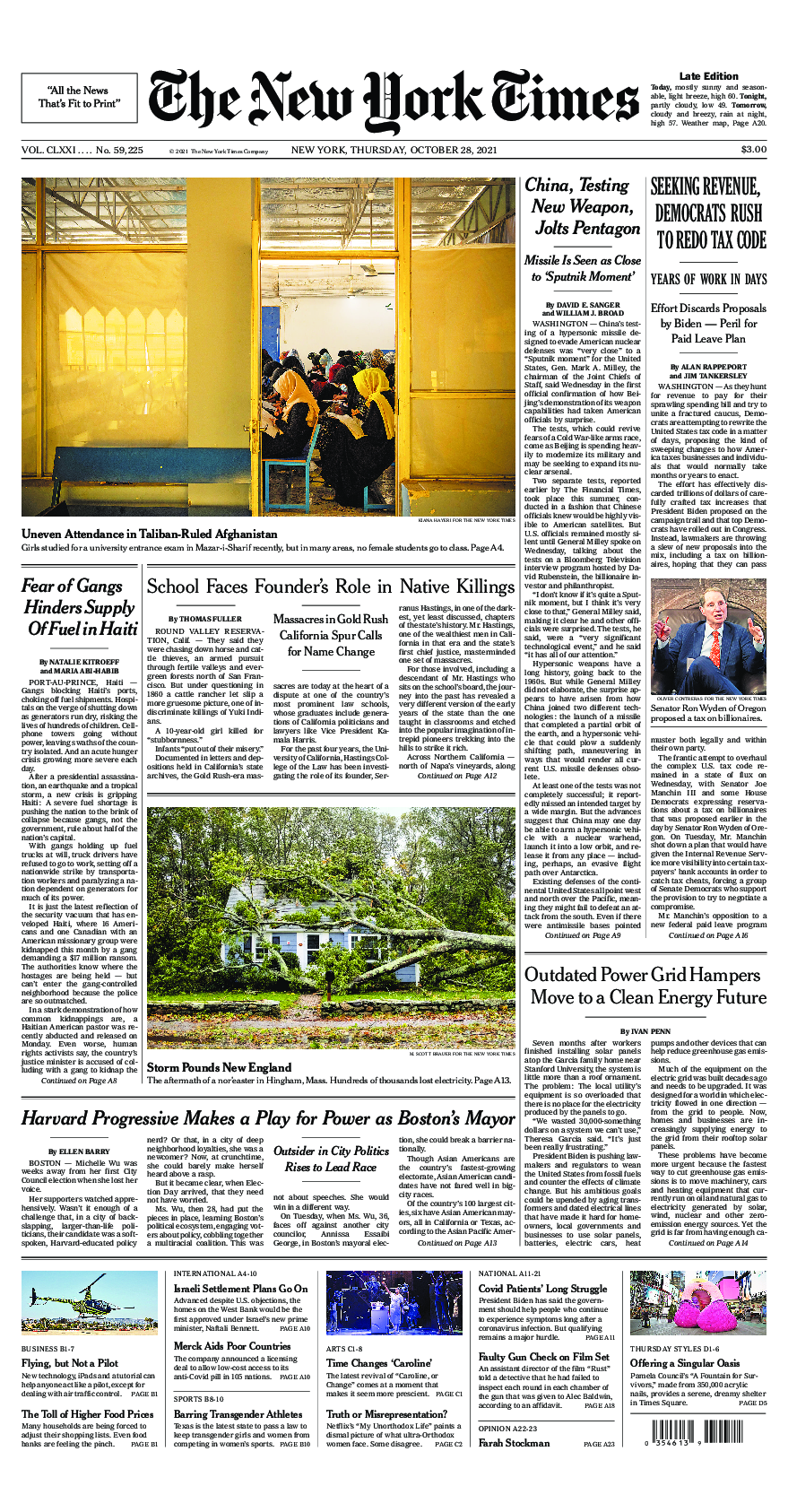 Prima-pagina-New-York-Times-del-2021-10-28