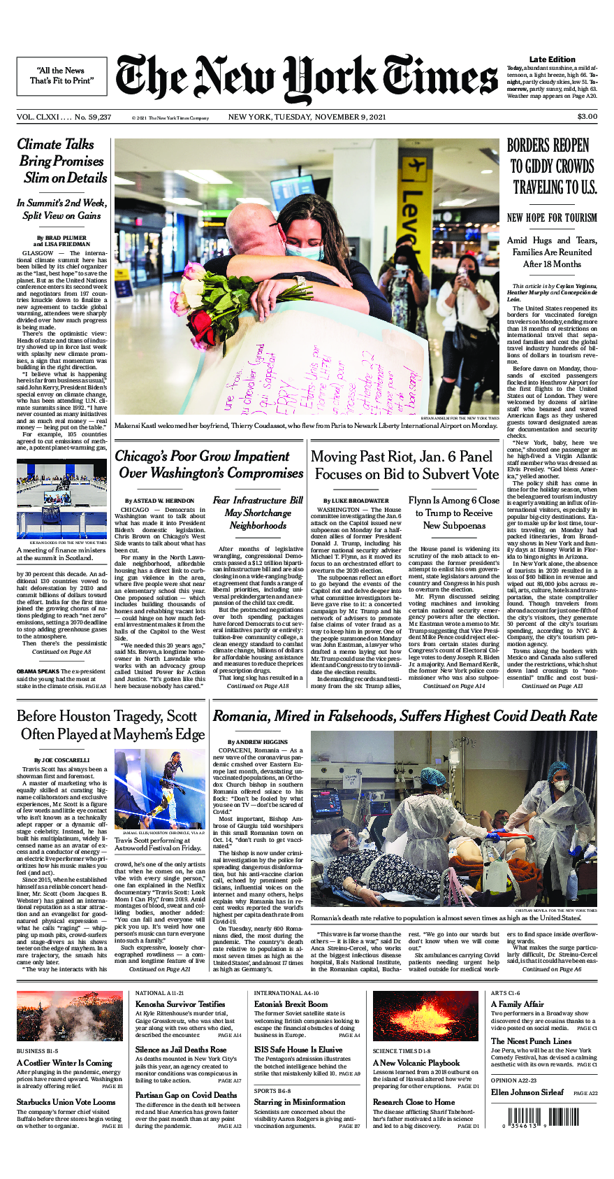 Prima-pagina-New-York-Times-del-2021-11-09