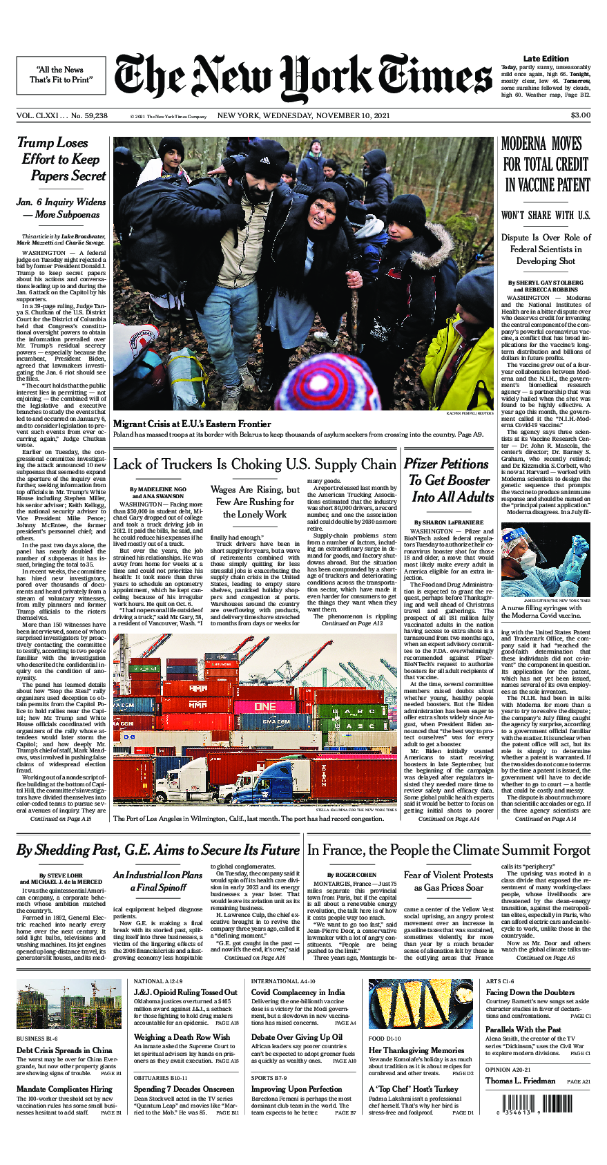 Prima-pagina-New-York-Times-del-2021-11-10