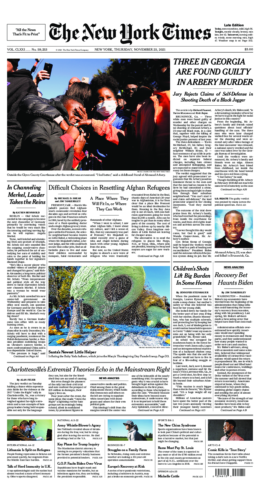 Prima-pagina-New-York-Times-del-2021-11-25