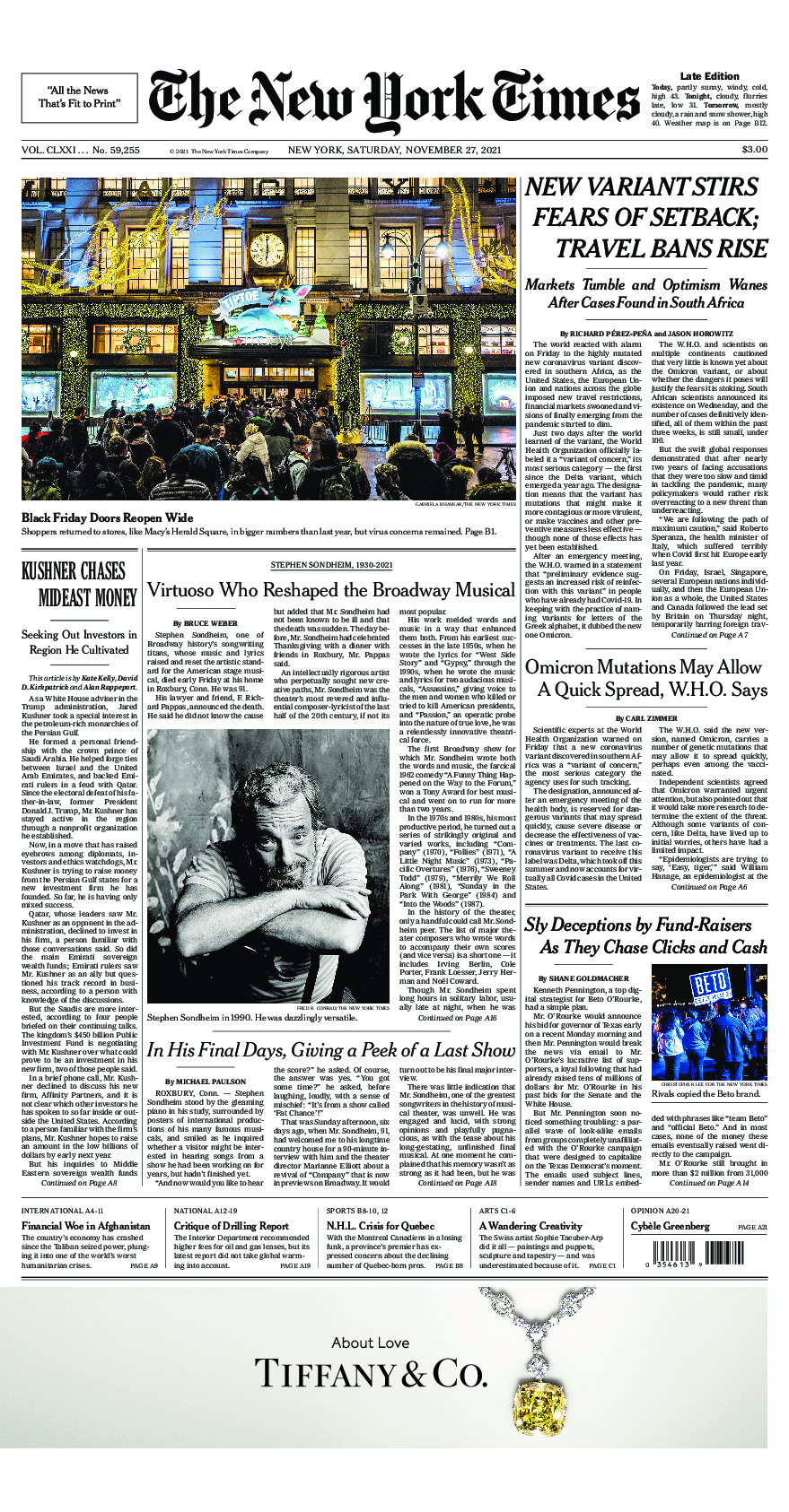 Prima-pagina-New-York-Times-del-2021-11-27