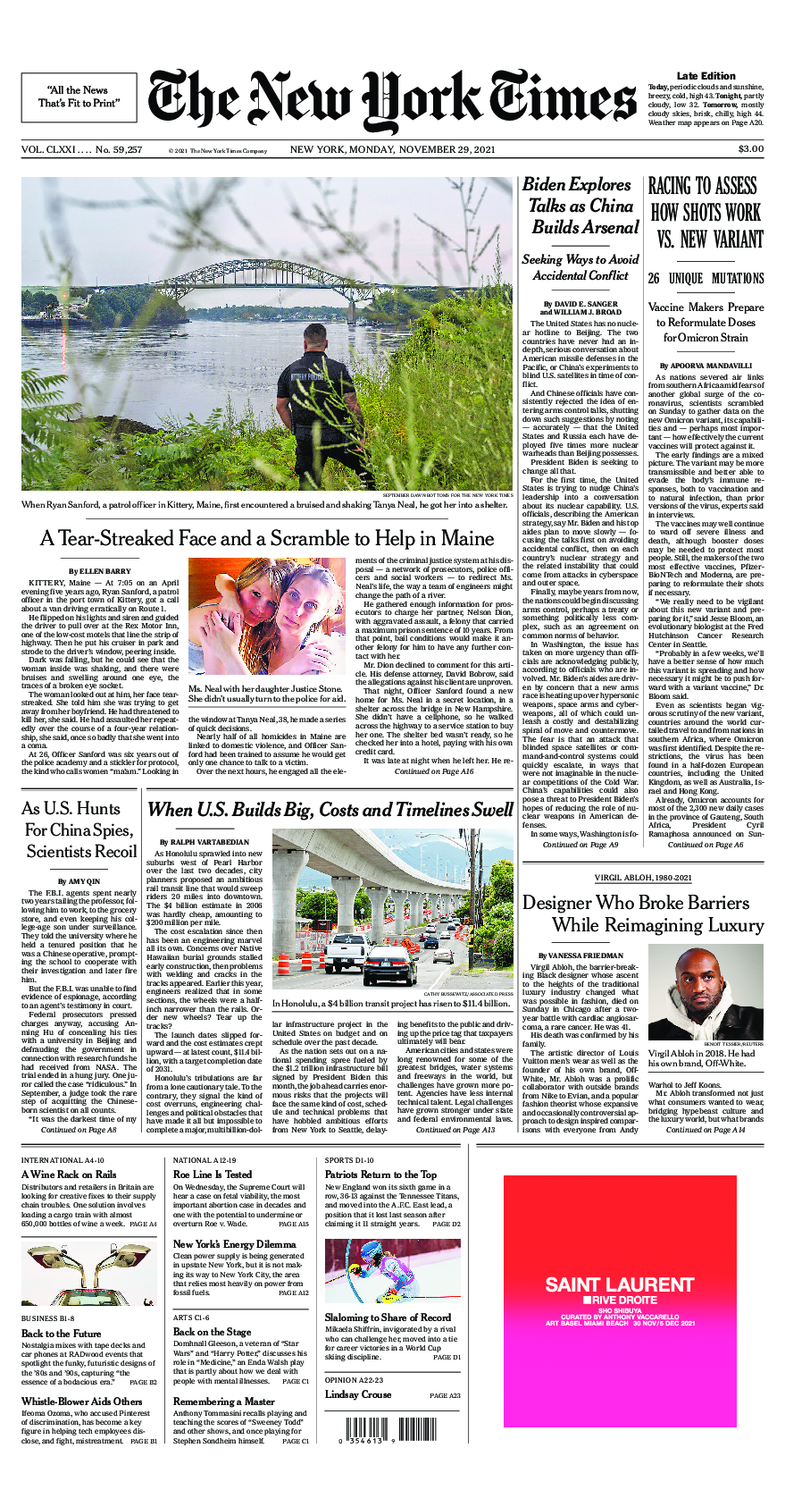 Prima-pagina-New-York-Times-del-2021-11-29