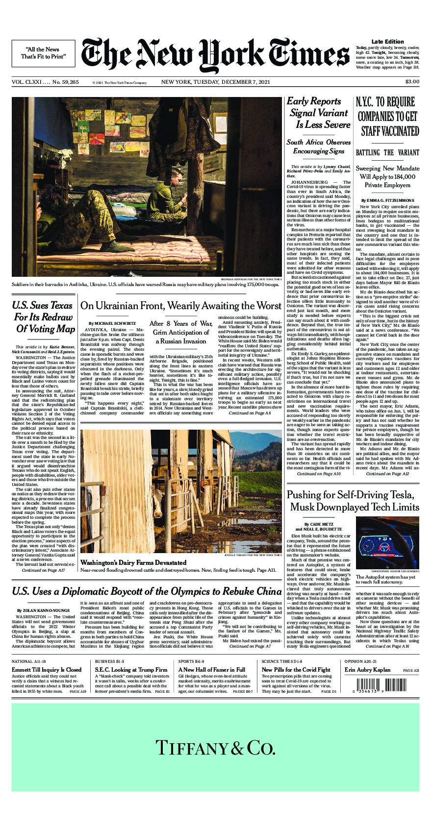 Prima-pagina-New-York-Times-del-2021-12-07