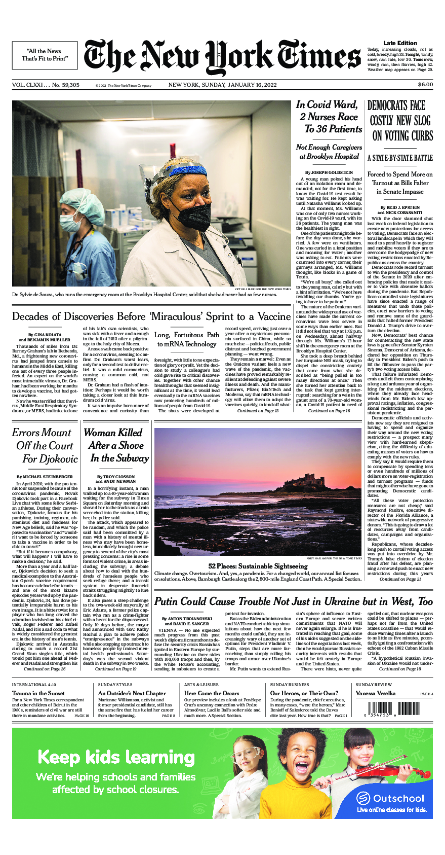 Prima-pagina-New-York-Times-del-2022-01-16