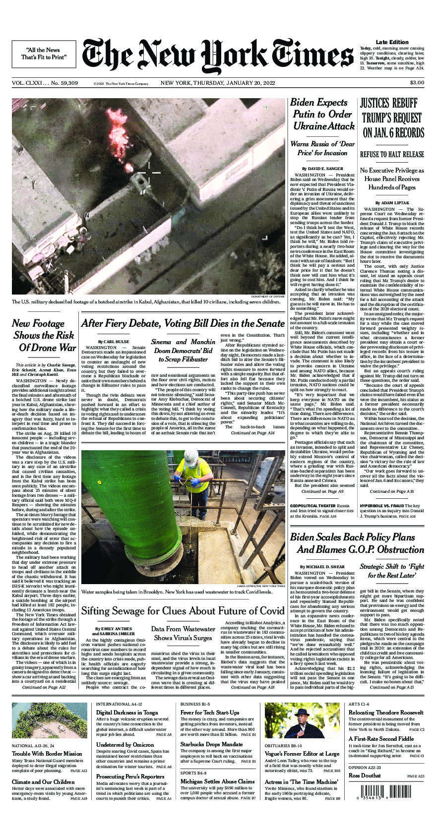 Prima-pagina-New-York-Times-del-2022-01-20