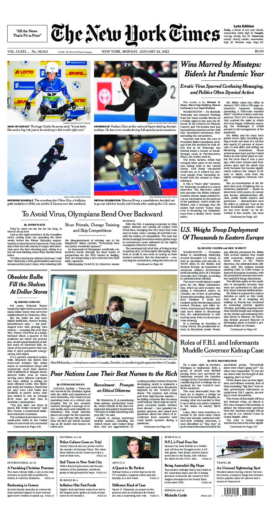 Prima-pagina-New-York-Times-del-2022-01-24