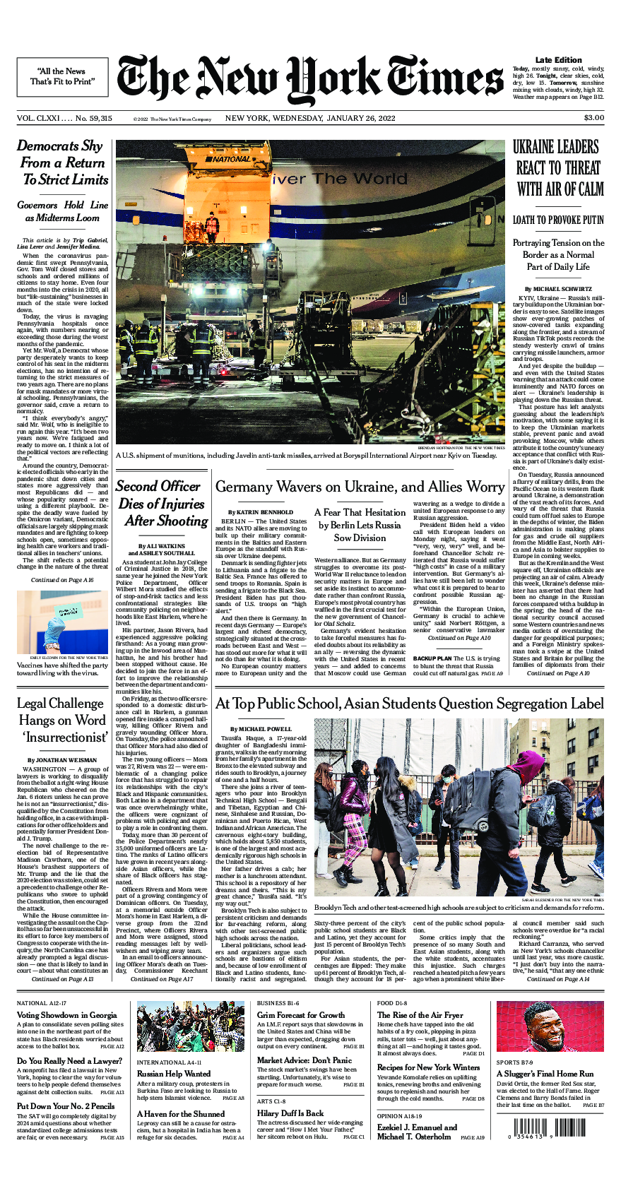 Prima-pagina-New-York-Times-del-2022-01-26