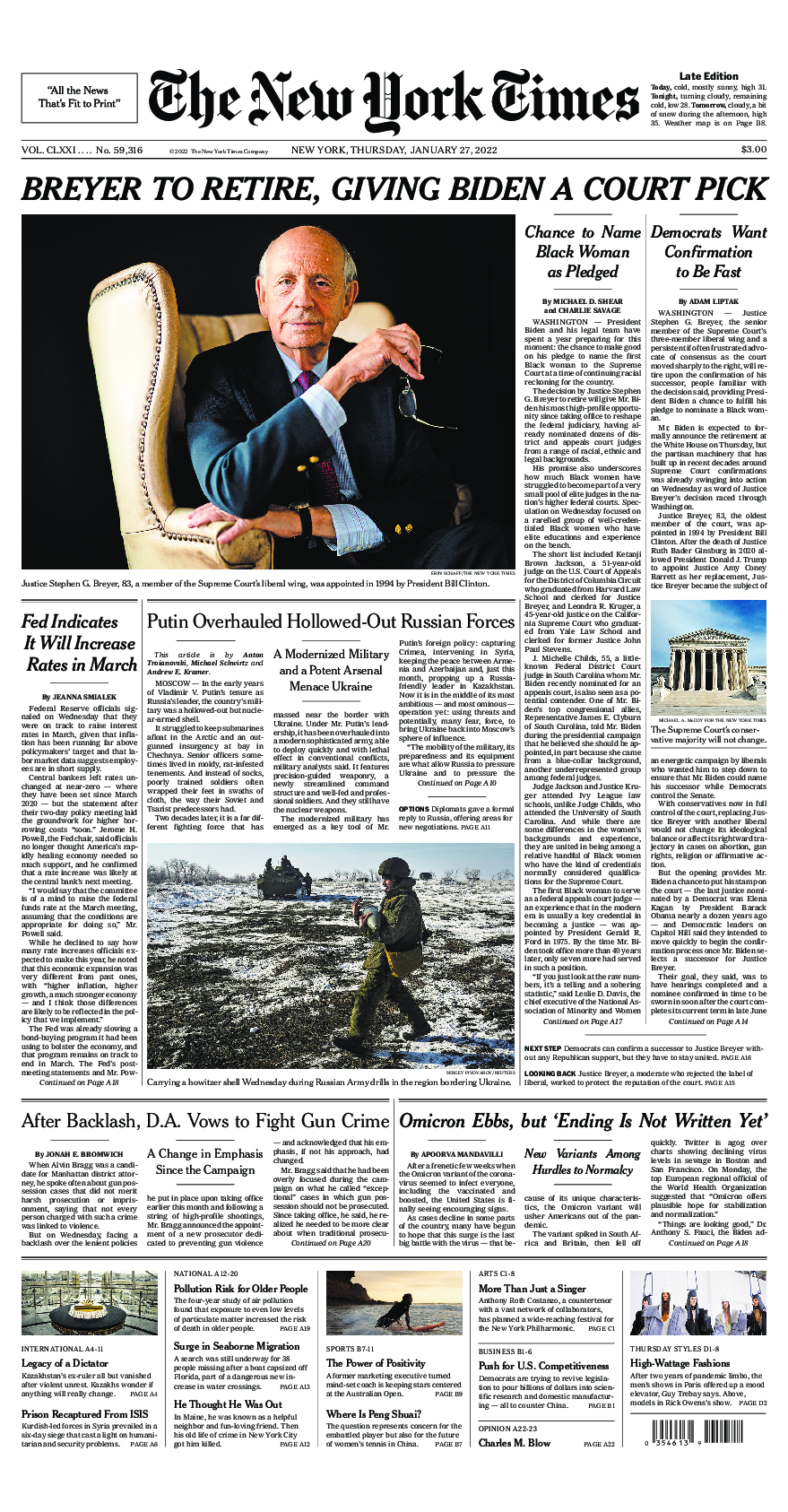 Prima-pagina-New-York-Times-del-2022-01-27