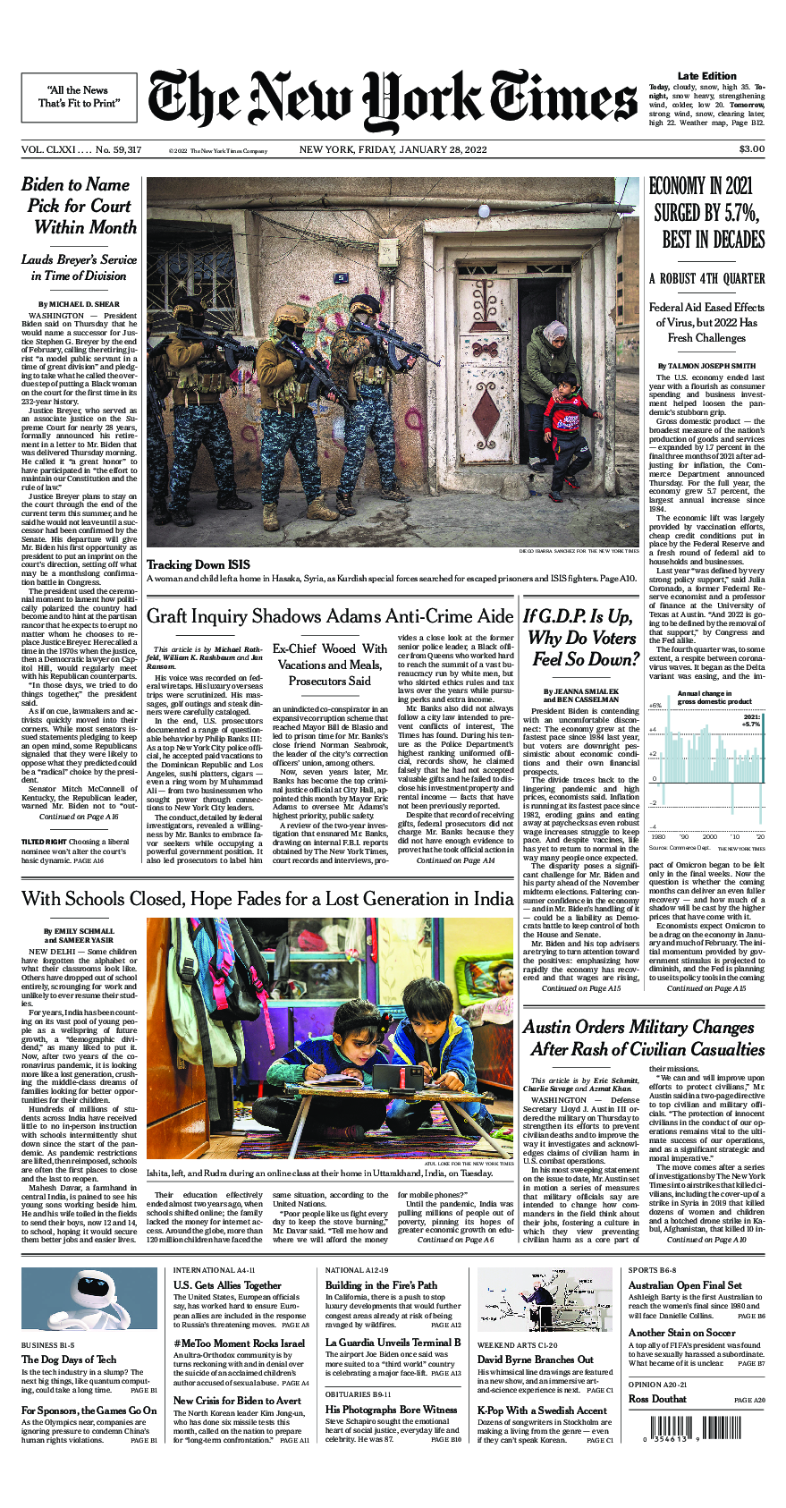 Prima-pagina-New-York-Times-del-2022-01-28