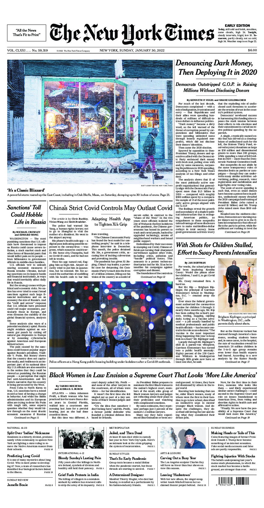 Prima-pagina-New-York-Times-del-2022-01-30