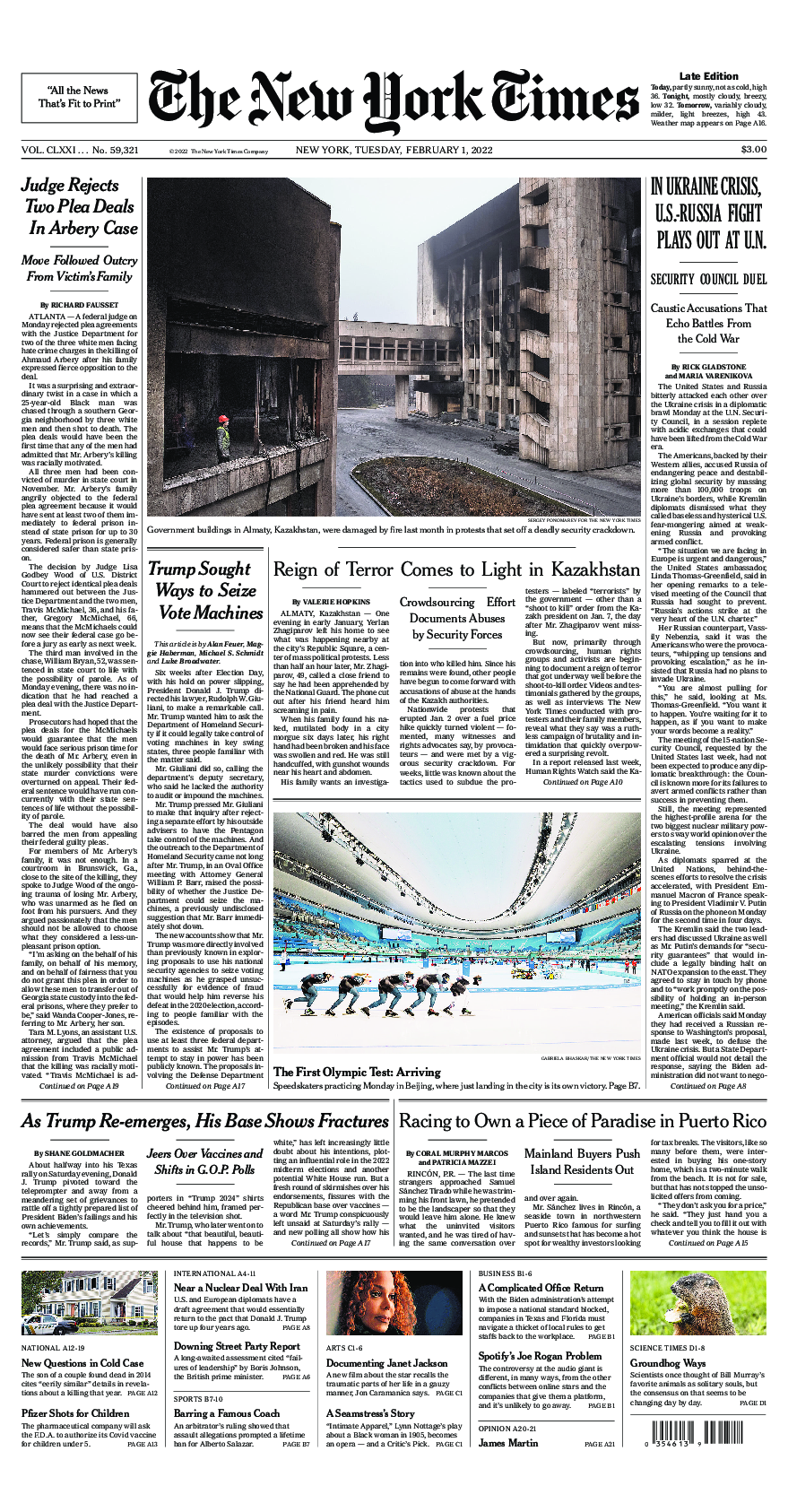 Prima-pagina-New-York-Times-del-2022-02-01