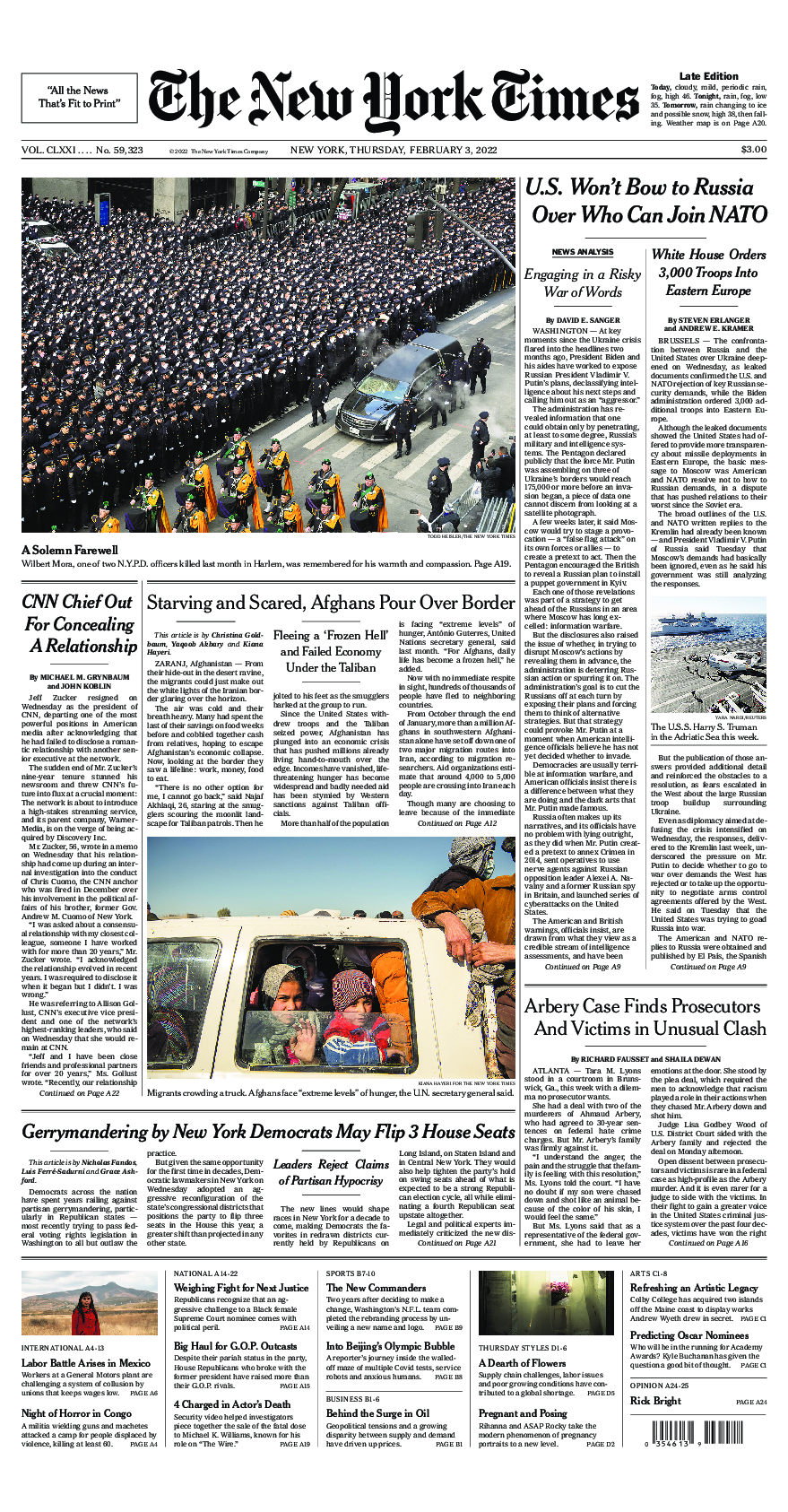 Prima-pagina-New-York-Times-del-2022-02-03