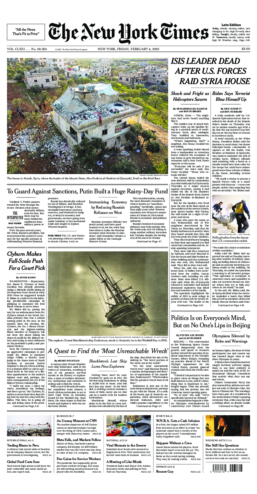 Prima-pagina-New-York-Times-del-2022-02-04