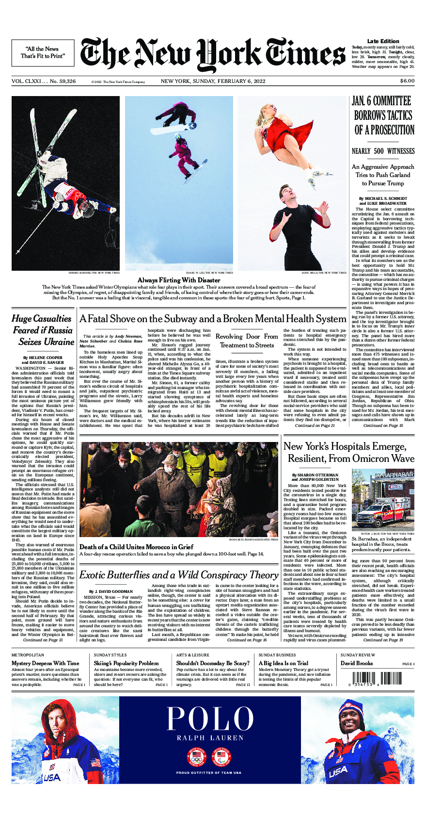 Prima-pagina-New-York-Times-del-2022-02-06