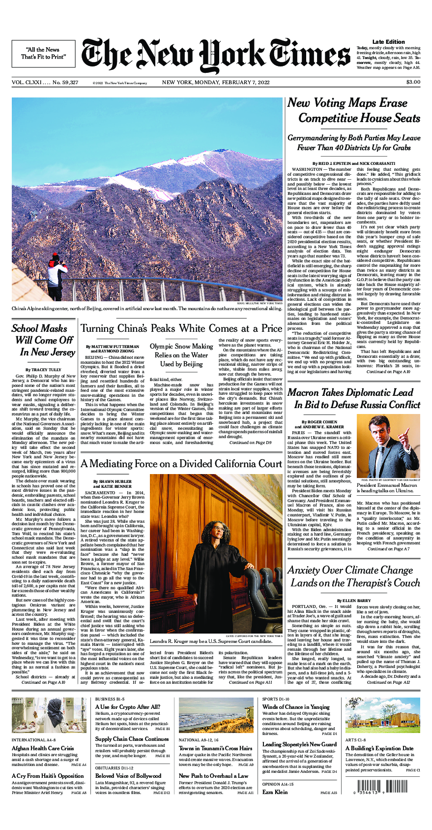 Prima-pagina-New-York-Times-del-2022-02-07