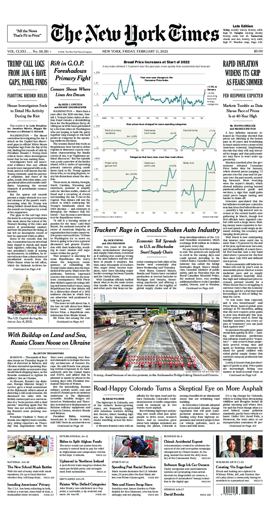 Prima-pagina-New-York-Times-del-2022-02-11