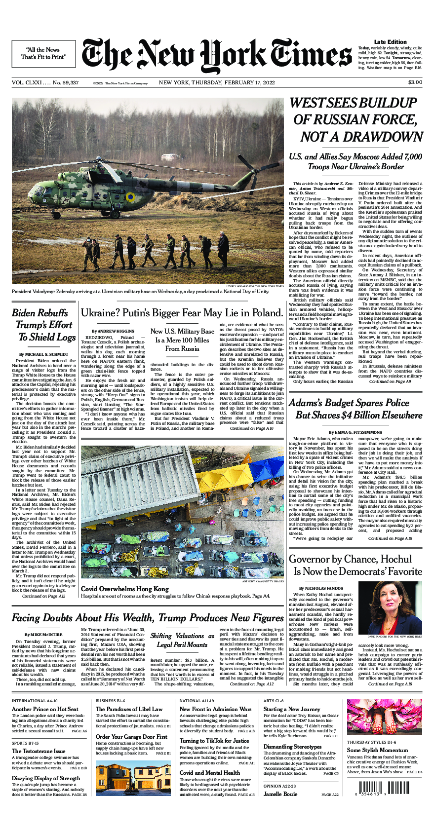 Prima-pagina-New-York-Times-del-2022-02-17