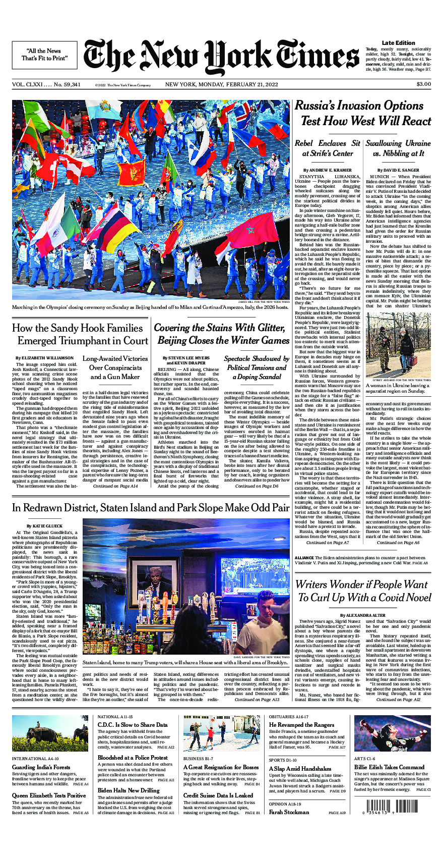 Prima-pagina-New-York-Times-del-2022-02-21