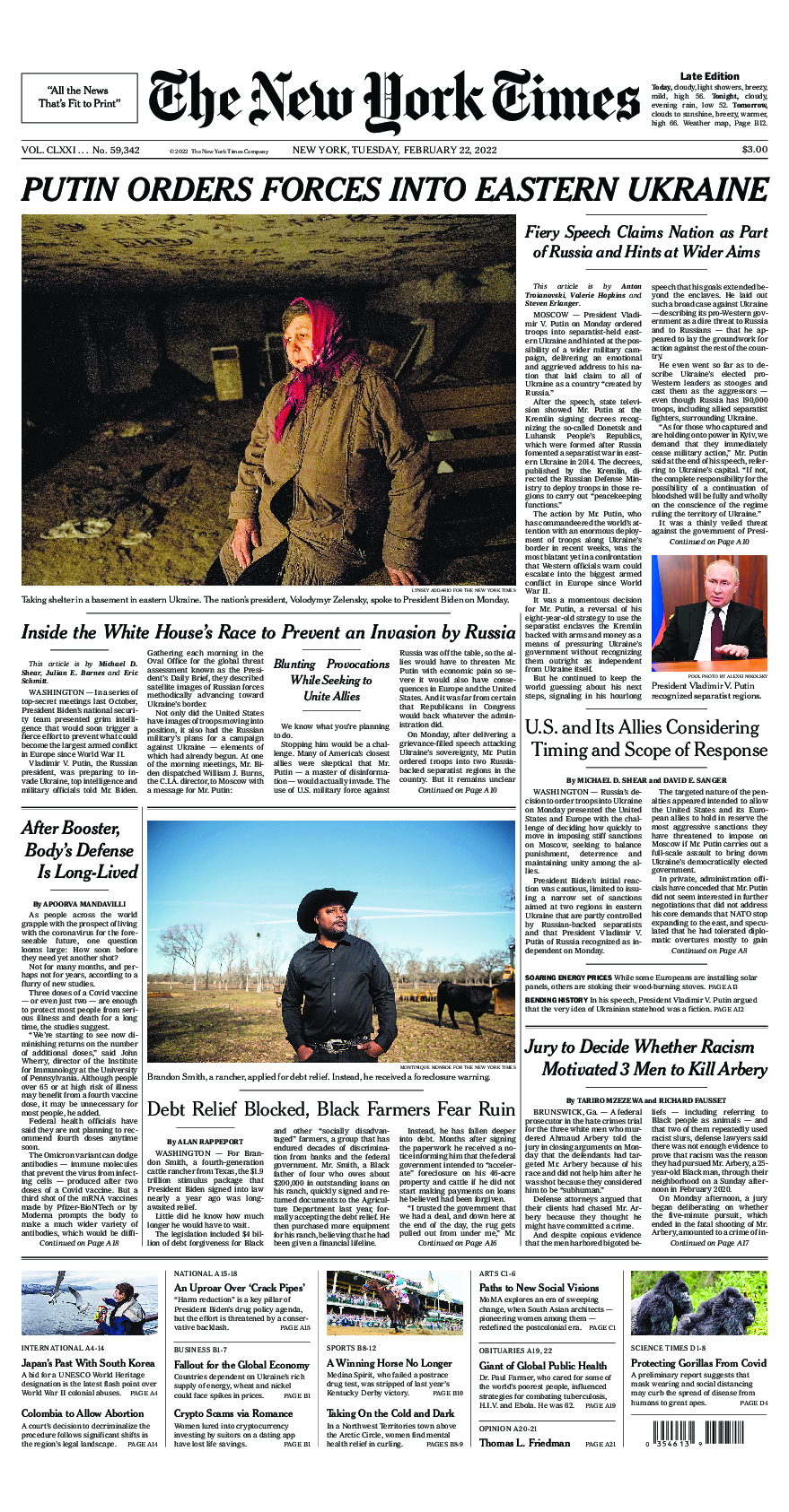 Prima-pagina-New-York-Times-del-2022-02-22