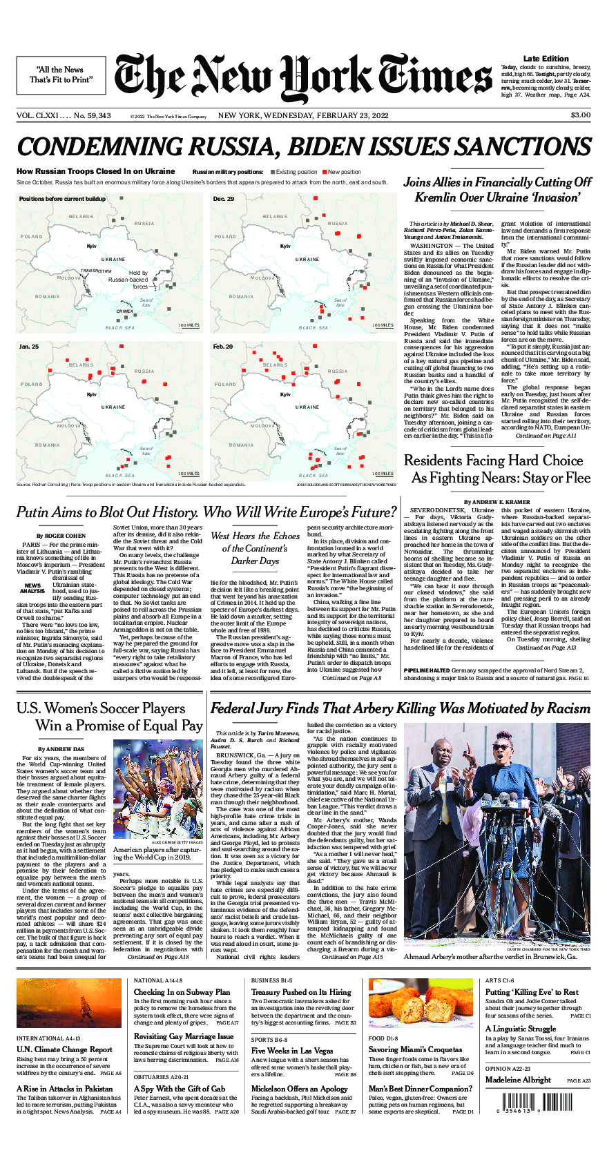 Prima-pagina-New-York-Times-del-2022-02-23