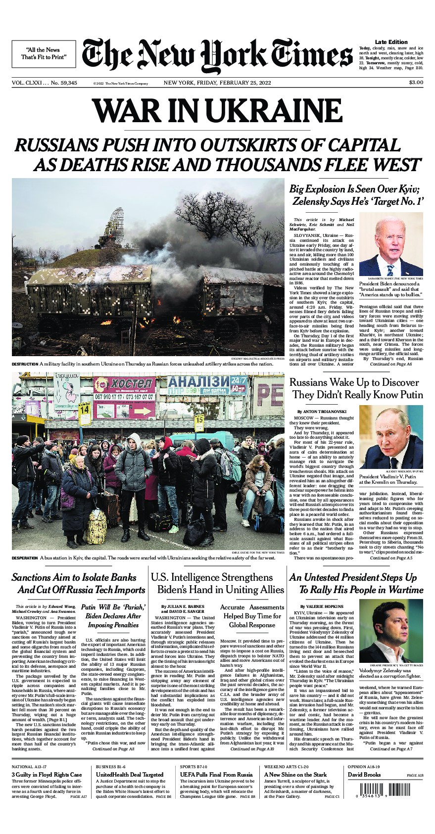 Prima-pagina-New-York-Times-del-2022-02-25