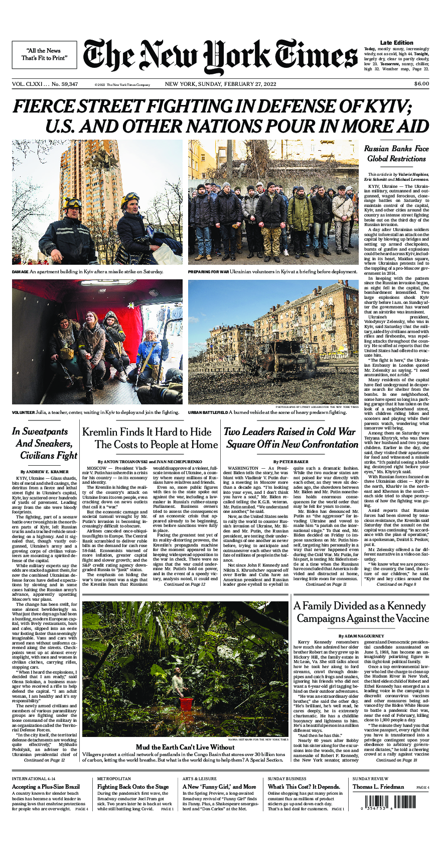 Prima-pagina-New-York-Times-del-2022-02-27