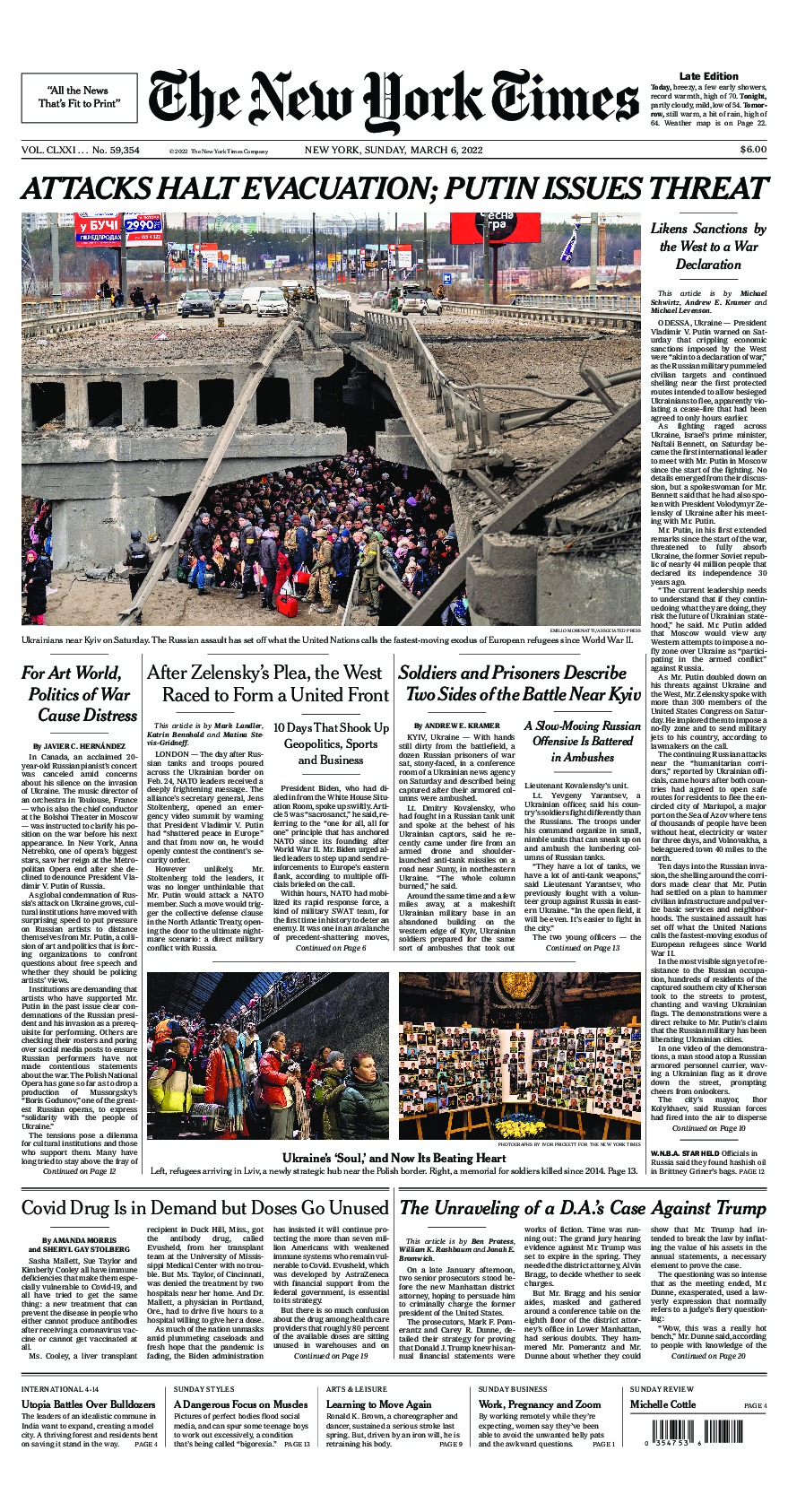 Prima-pagina-New-York-Times-del-2022-03-06