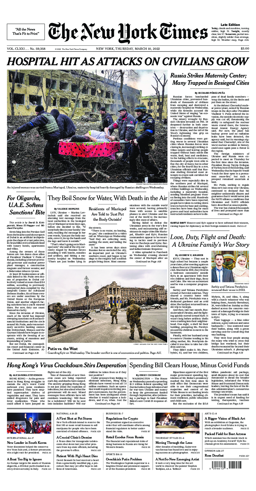 Prima-pagina-New-York-Times-del-2022-03-10