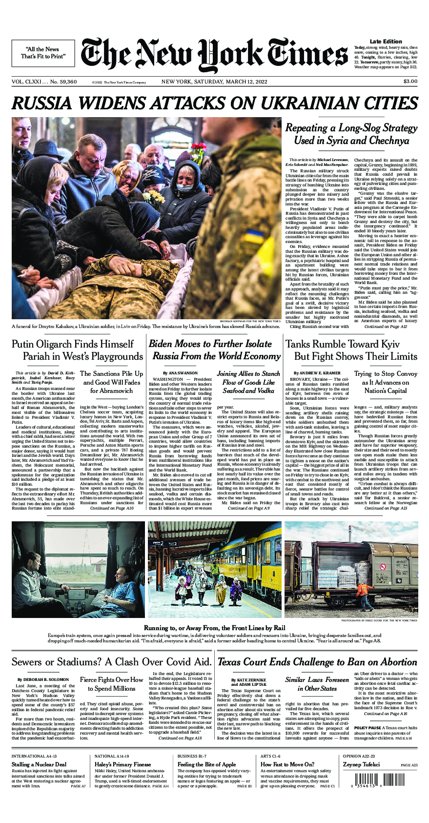 Prima-pagina-New-York-Times-del-2022-03-12