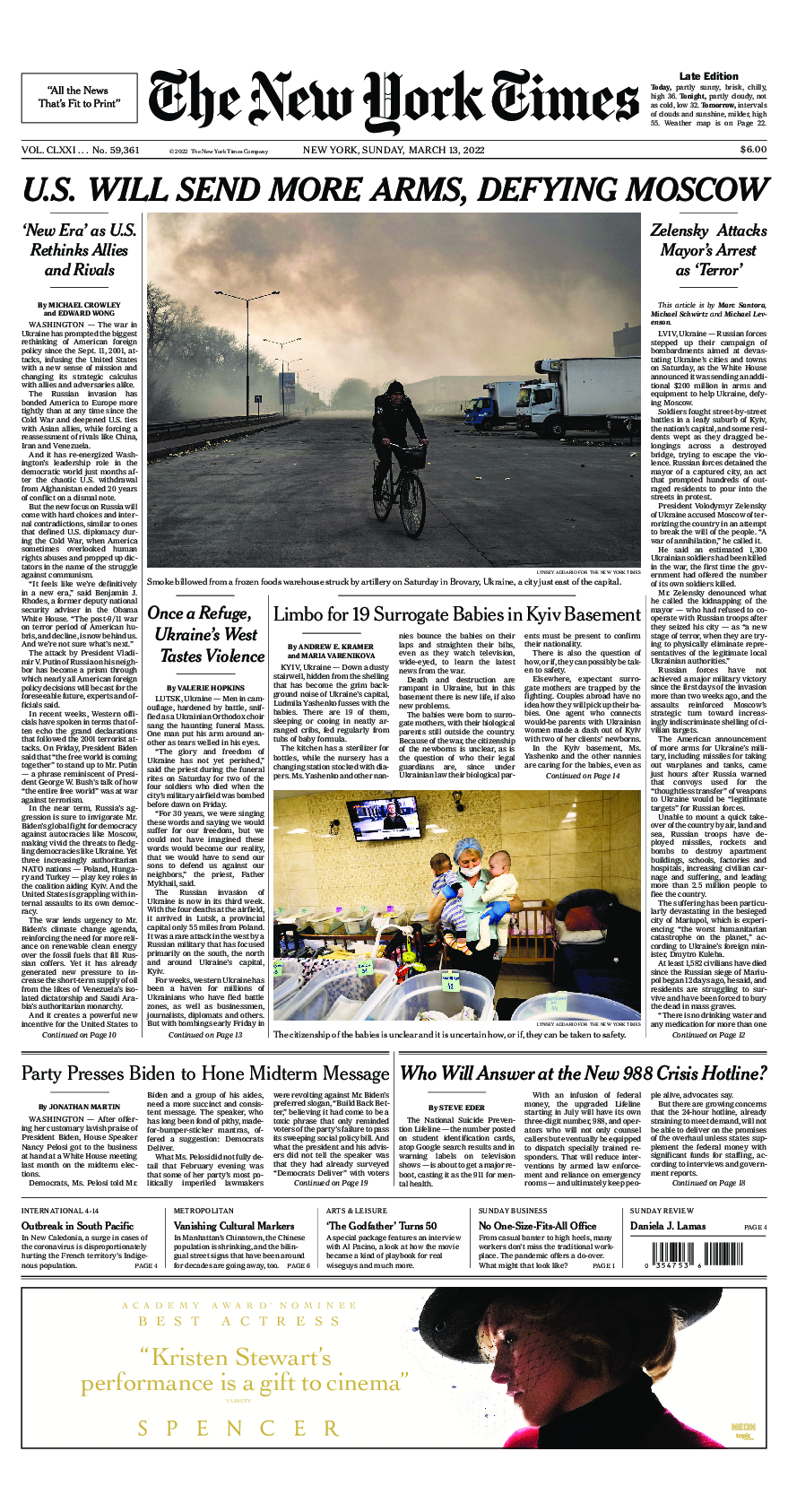 Prima-pagina-New-York-Times-del-2022-03-13