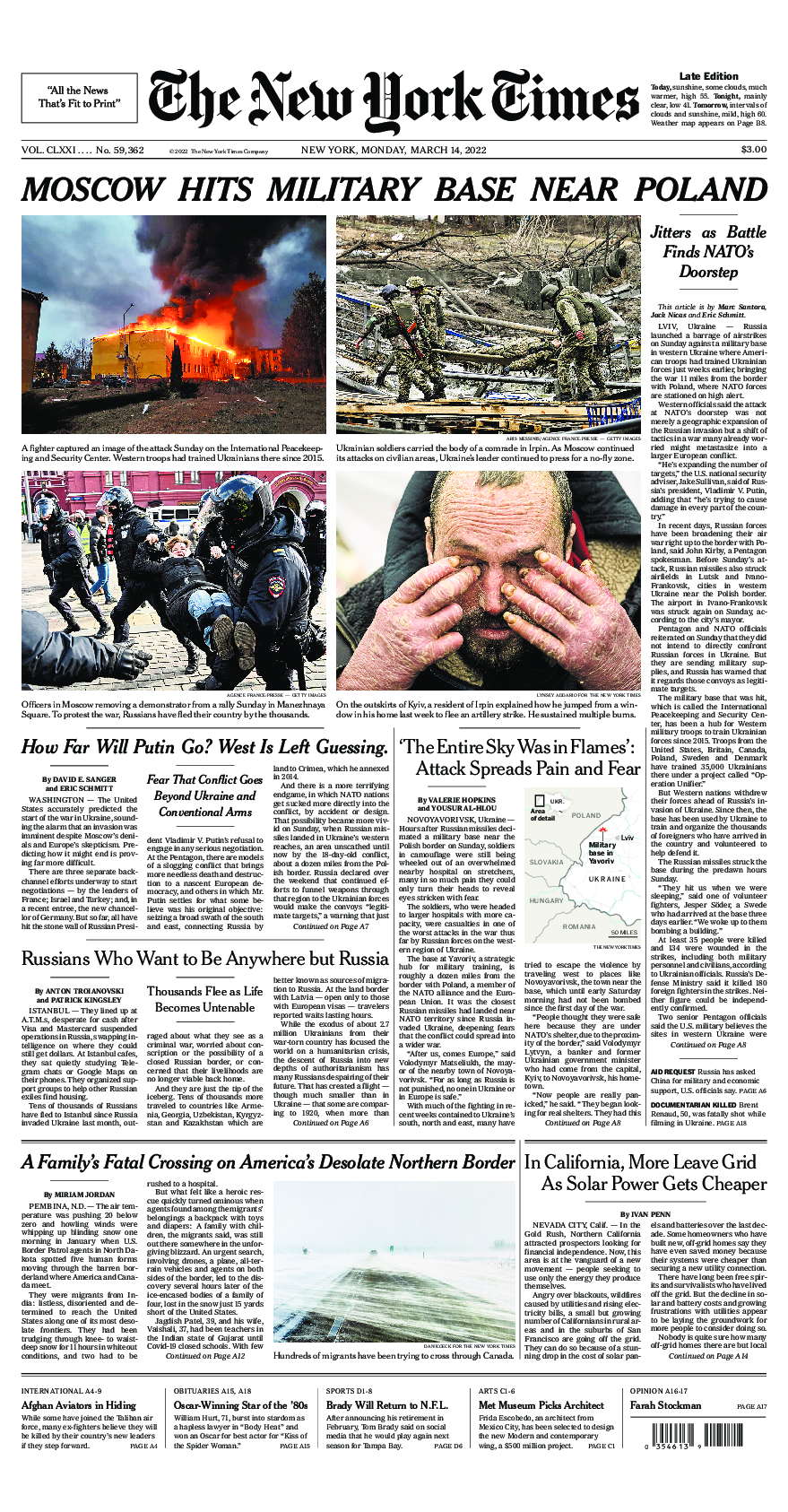 Prima-pagina-New-York-Times-del-2022-03-14