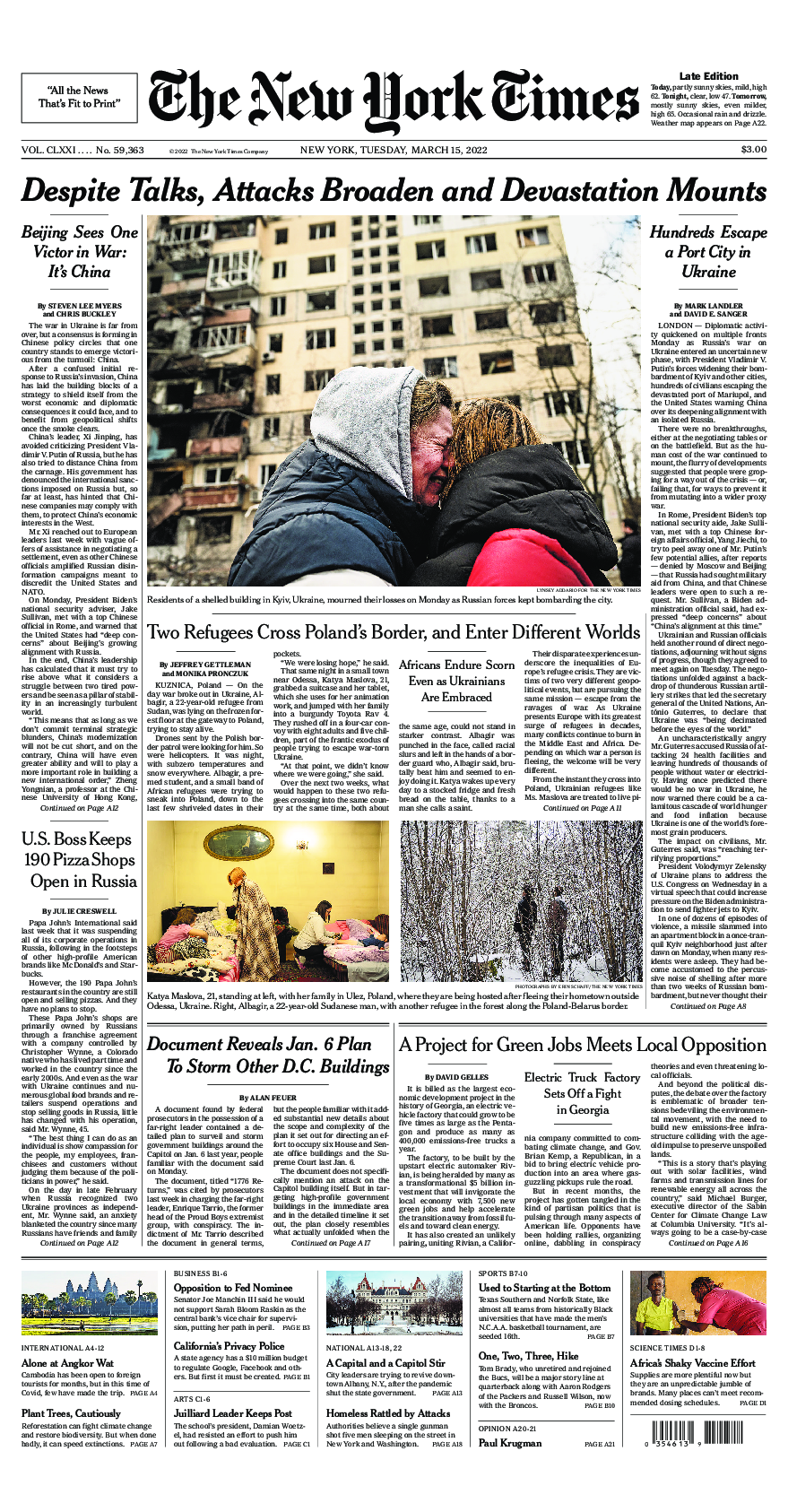 Prima-pagina-New-York-Times-del-2022-03-15