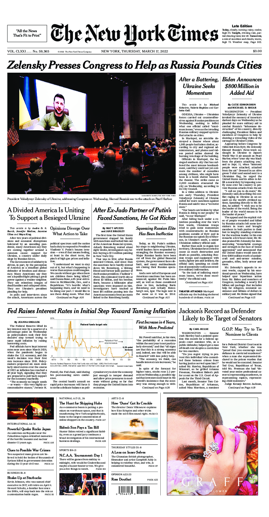 Prima-pagina-New-York-Times-del-2022-03-17