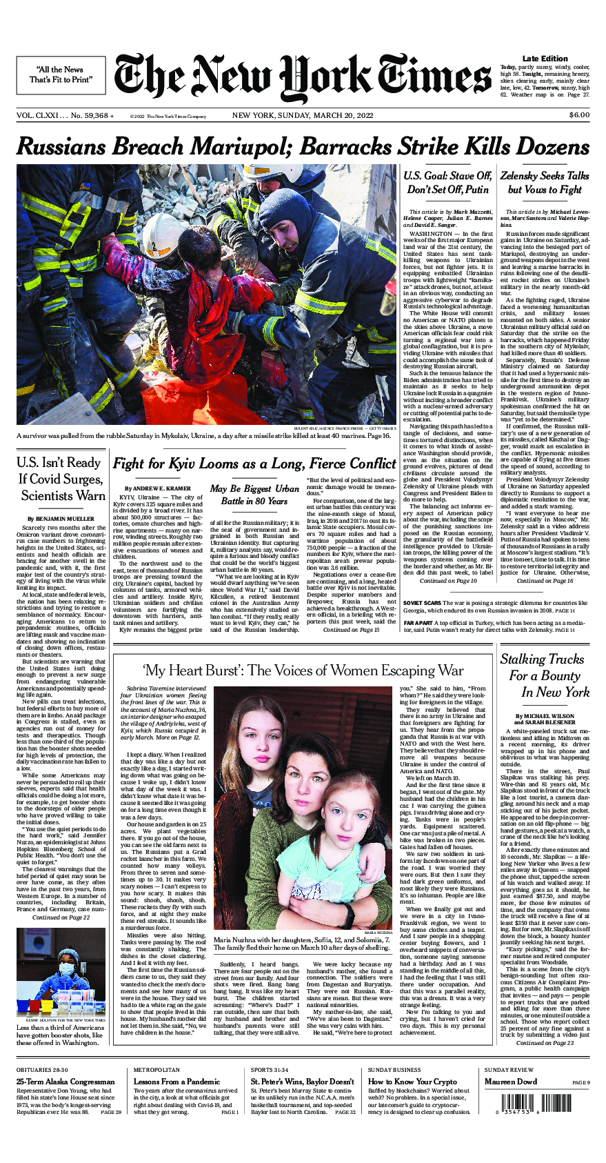 Prima-pagina-New-York-Times-del-2022-03-20