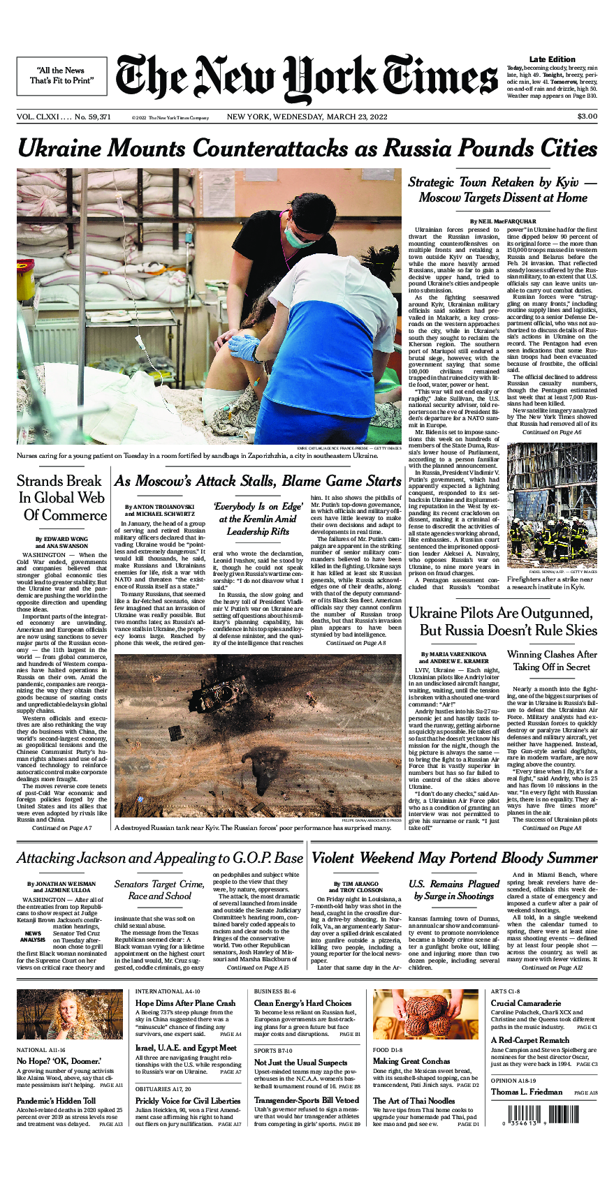 Prima-pagina-New-York-Times-del-2022-03-23