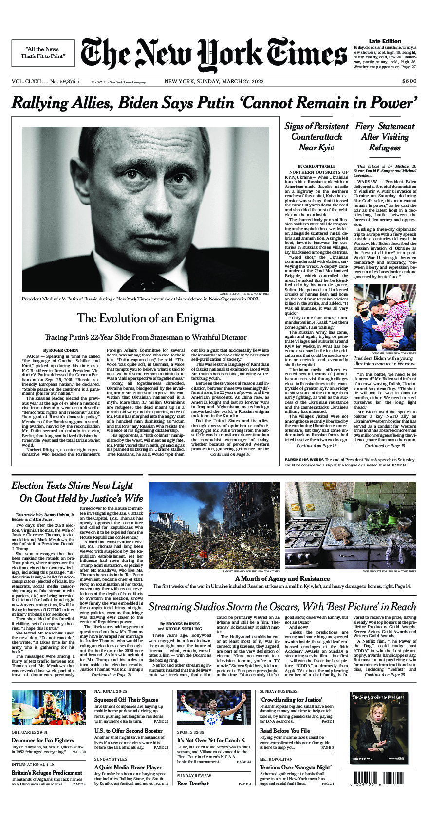 Prima-pagina-New-York-Times-del-2022-03-27