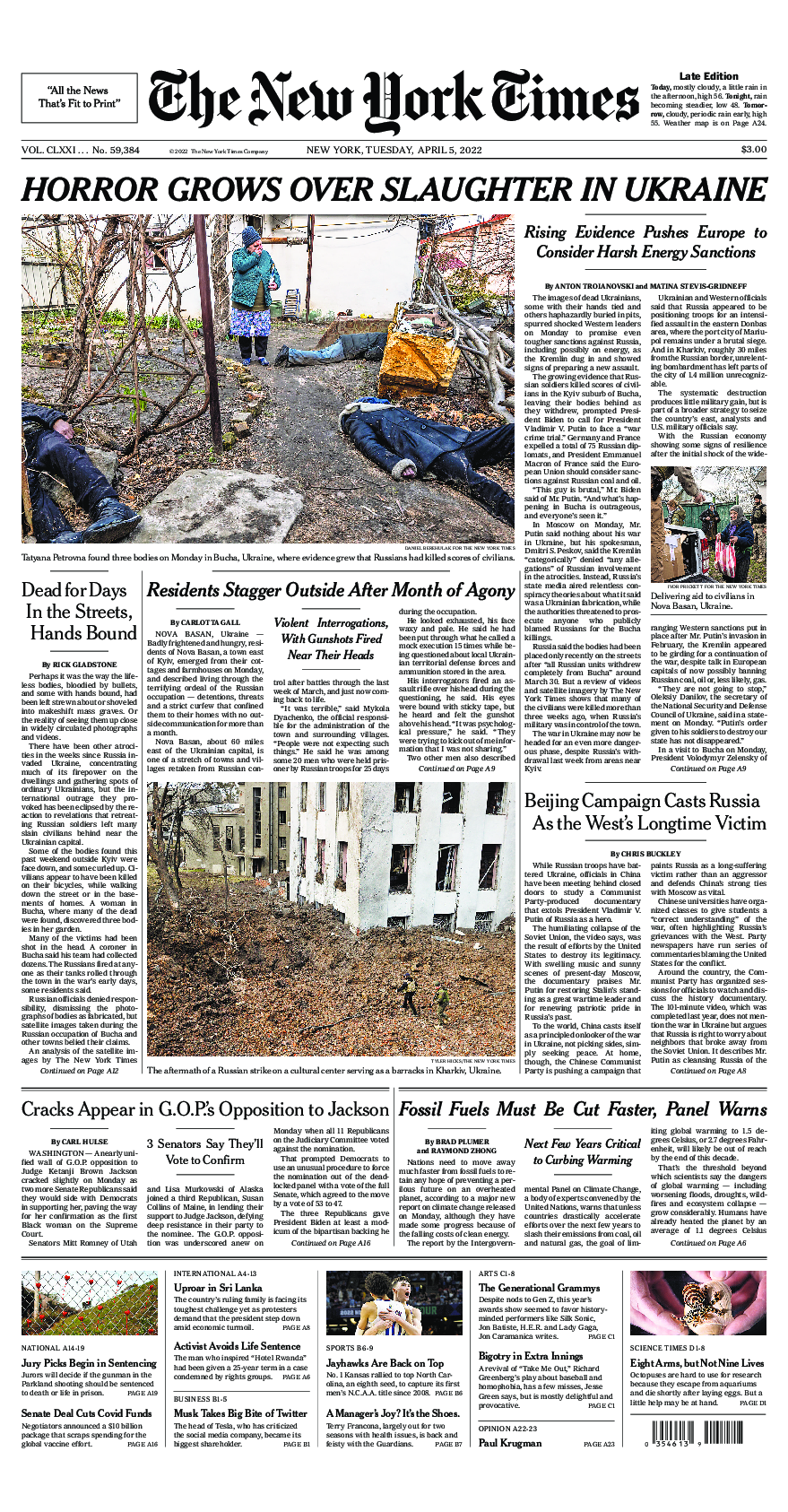 Prima-pagina-New-York-Times-del-2022-04-05