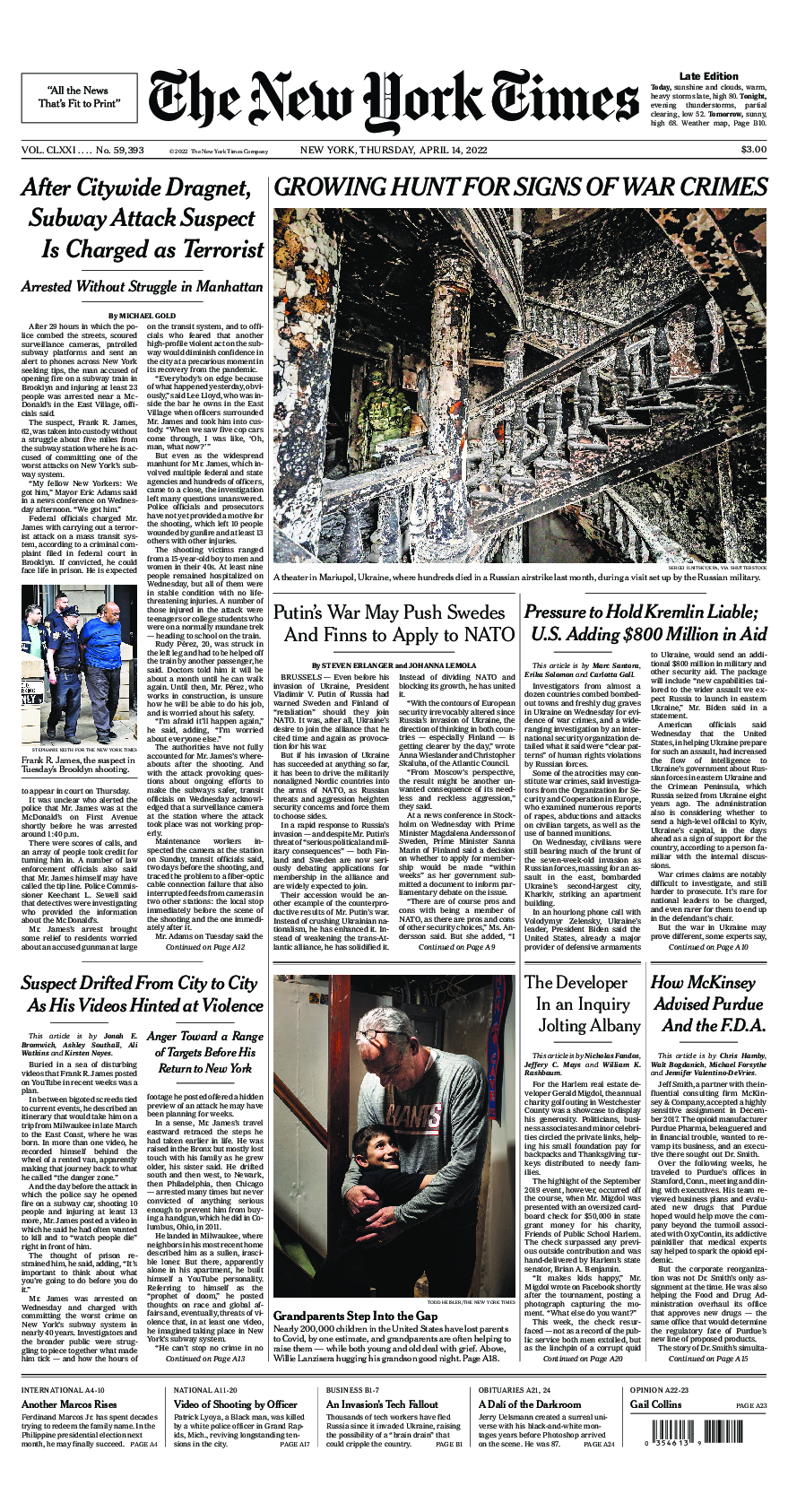 Prima-pagina-New-York-Times-del-2022-04-14